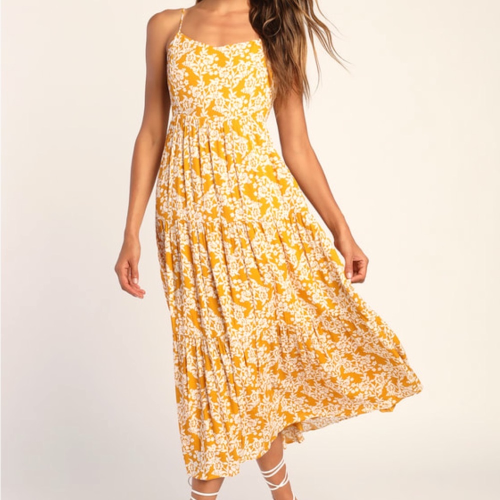 Lulu's Yellow Tiered Halter Sundress